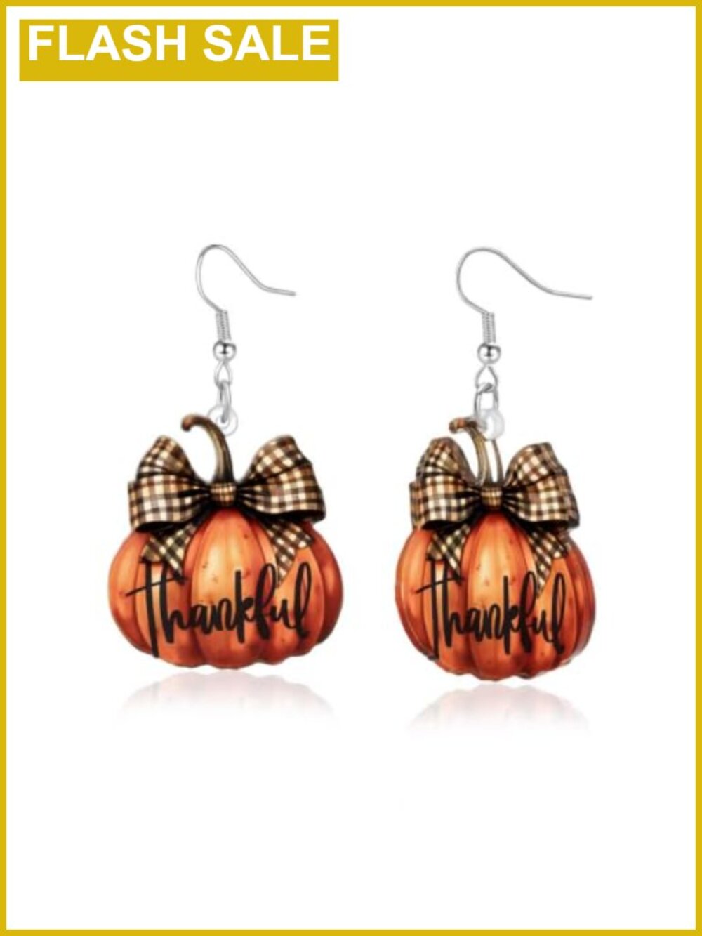 Acrylic Pumpkin Thankful Dangle Earrings Thanksgiving Fall Jewelry